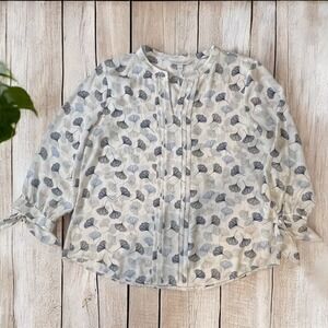 41 Hawthorn Women's Ivory Gino Leaf Pintuck Pleated‎ Blouse Size Large